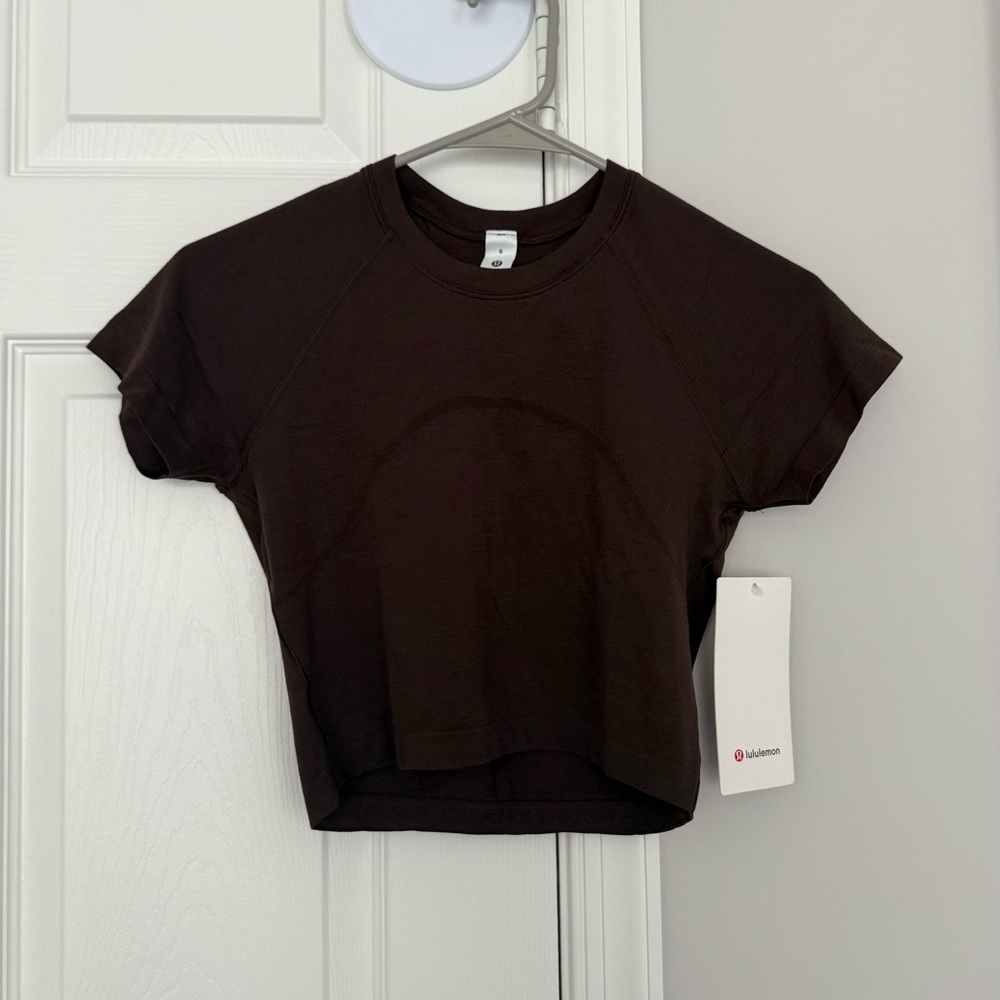 Lululemon Espresso Swiftly Tech Cropped Short Sleeve 2.0